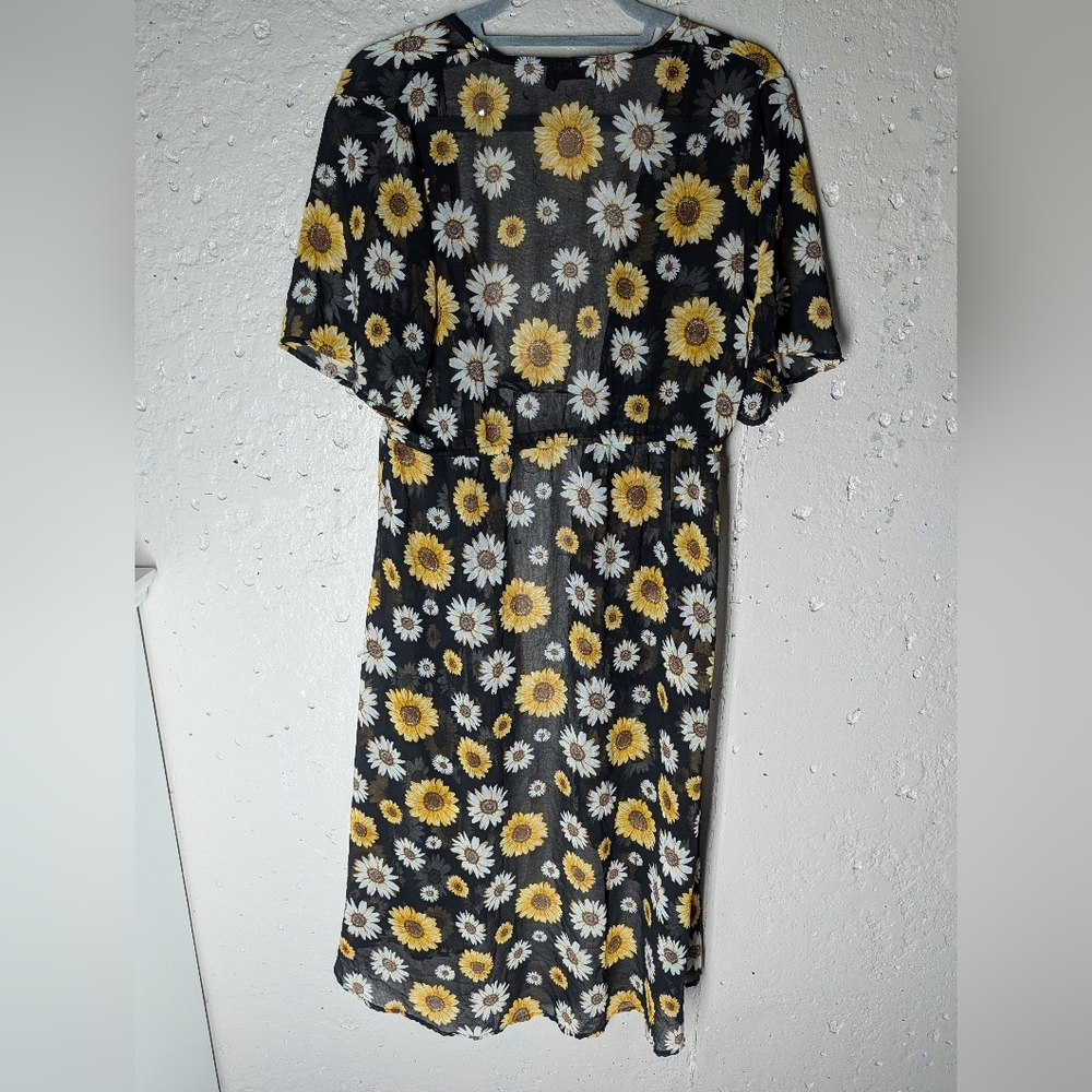 Sheer Sunflower Print Kimono/Beach Coverup | Festival | Vacation | Pool - Picture 6 of 7